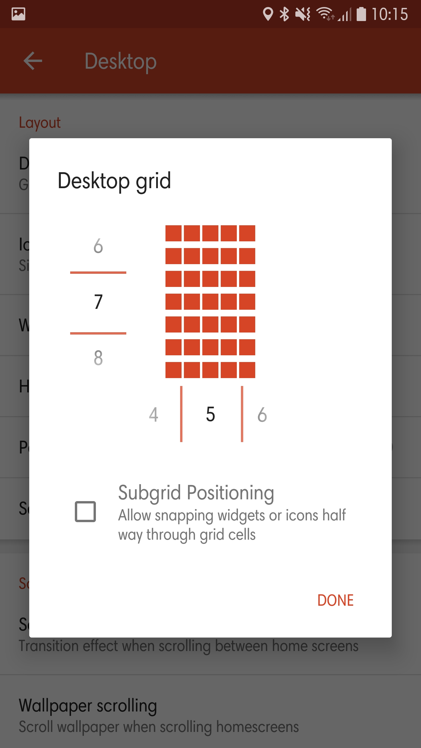 Nova Launcher Grid Settings