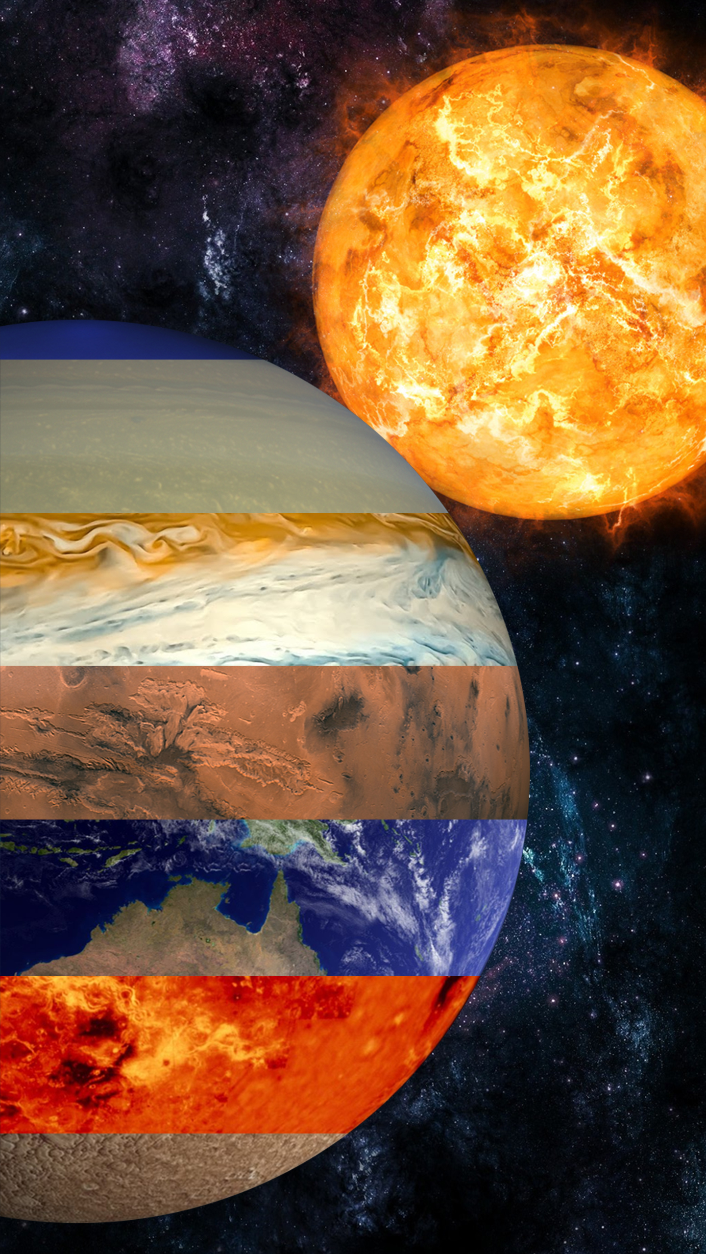 Solar System Slices wallpaper, by ObsoleteNerd